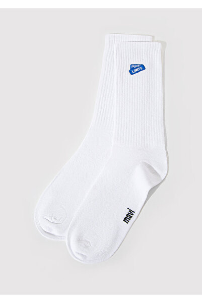 Mavi Weiße bestickte Socken - 0911588 -620