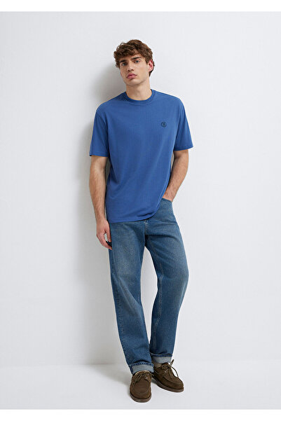 Mavi Logo İşlemeli Basic Tişört Loose Fit / Bol Rahat Kesim 067074-70719