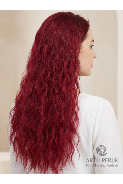 arzuperuk peruk ve saç atölyesi Half Moon Fiber Synthetic Fluffy Wavy + 2 Sid...