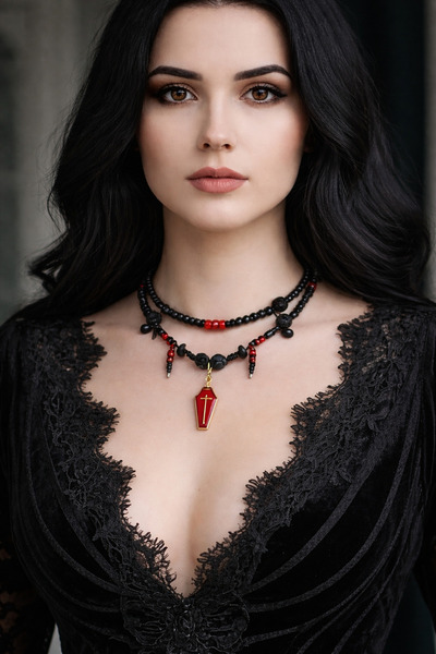 Yağmur Halloween Kolye Cadılar Bayramı Kolye Gotik Kolye Tabut Model Kırmızı ...