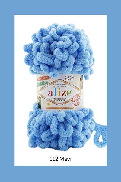 Alize خيط محبوك يدويًا 100 جرام 9 متر BIG BOW 112 أزرق