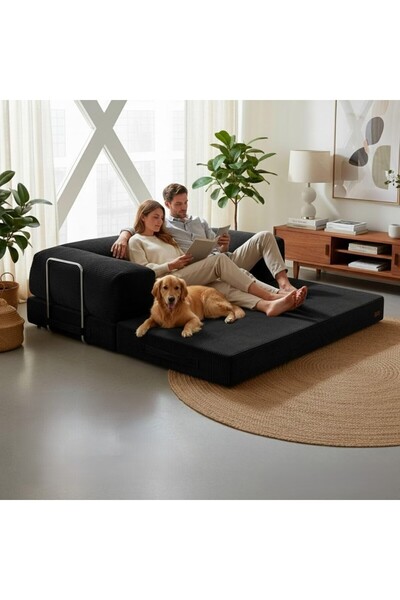 puffiber Katlanabilir Yataklı Kanepe,L şeklinde Kolçaklı Kanepe 90x180 cm (De...