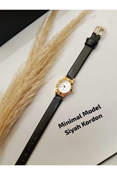 Ricardo تصميم كلاسيكي - ساعة يد نسائية - حزام أسود اللون - علبة ذهبية عصرية ج...