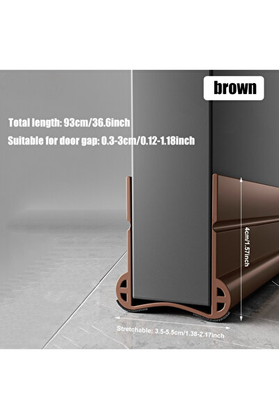 Choice Brown 93cm Door Bottom Seal Strip U-Shaped PVC Draft Stopper Soundproo...
