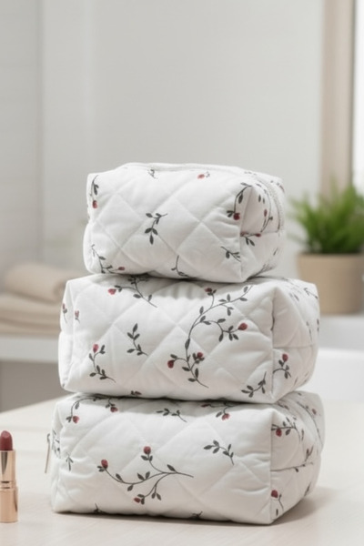 Bestway ve Diğeri مجموعة حقائب مكياج ومستحضرات تجميل فاخرة مكونة من 3 قطع بنم...