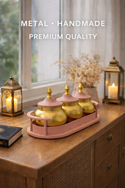 oludeniz Premium Ramadan Serving Set – Elegant Metal Bowls with Decorative Tray for Home & Celebra