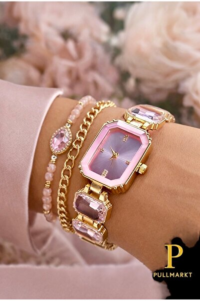 pullmarkt Taş Model Serisi - Iri Taş Detaylı Kadın Kol Saati - Hediye Paketiy...