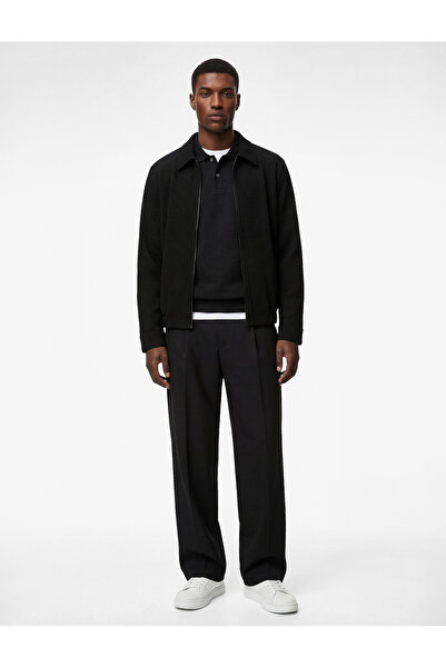 Koton Regular Fit Long Sleeve Pocket Shirt Collar Zippered Corded Fabric Bomb...