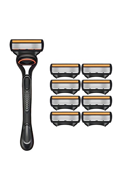Choice ماكينة حلاقة كلاسيكية بستة شفرات، مزودة بحامل واحد و8 شفرات، مناسبة لح...