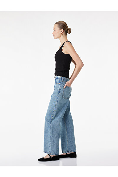 Koton Normal Waist Straight Leg Cotton Comfortable Fit Baggy Jean Pants - Bag...