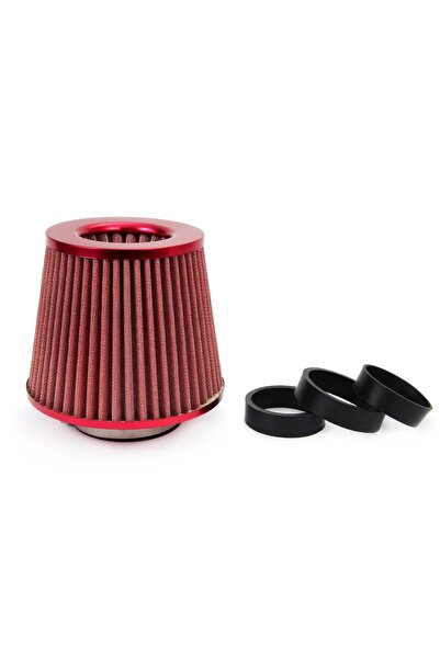 AMIO Filtru de aer conic roșu cu 3 adaptoare