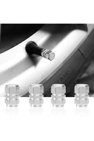 JollyMag Set capacele auto pentru ventil hexagon argintiu 4 buc