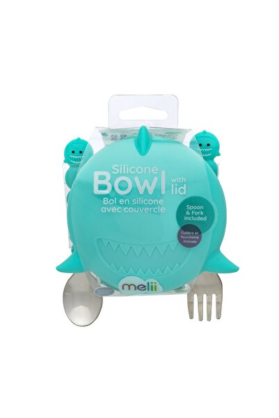 Melii SILICONE BOWL WITH LID AND CUTLERY, MELII, SHARK MODEL