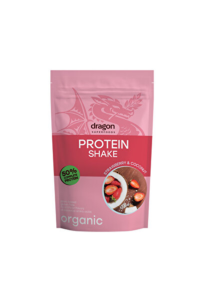 Dragon Superfoods Shake proteic bio cu căpșuni și nucă de cocos 450g Dragon S...