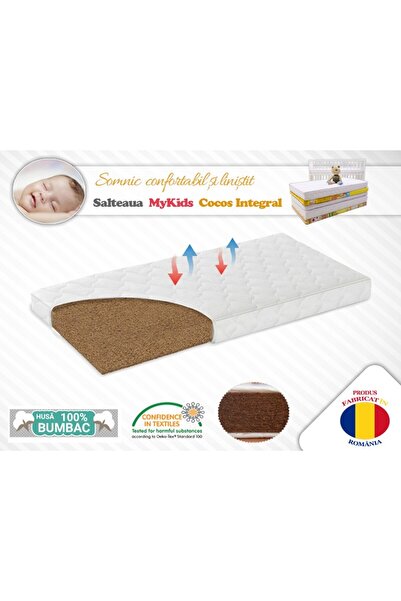 JollyMag Saltea MyKids Fibra De Cocos Integral 120x60x8 Husa Bumbac Matlasat