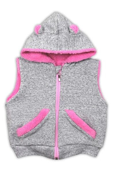 JollyMag Vesta de bumbac cu interior polar (14475B) Nicol "Myszka" Gri/Roz Ma...