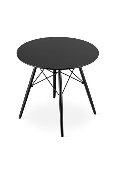 JollyMag Masa stil scandinav, Artool, rotund, MDF si lemn, negru, 80x72 cm
