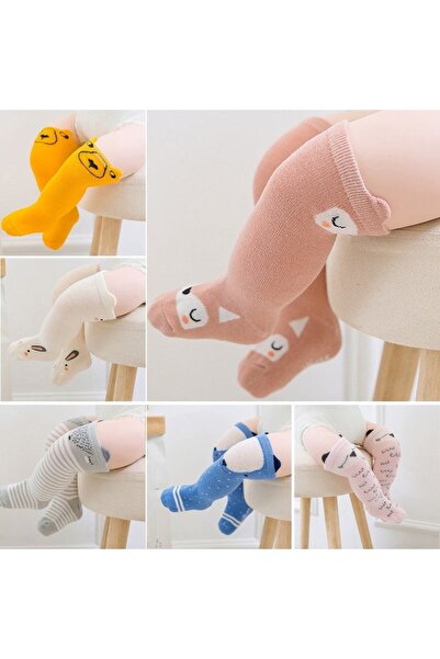 drool Long socks with animals (Color: Blue, Age: 2-4 years)