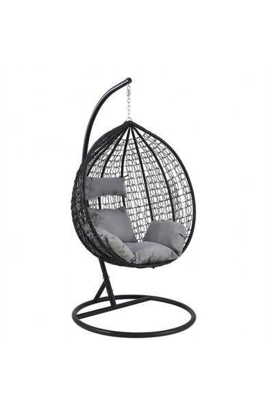 ECARLA Leagan tip cuib, fotoliu suspendat, maxim 130 kg, cocoon negru si pern...