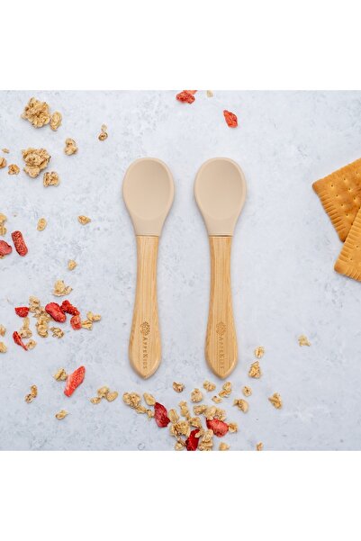 APPEKIDS Set 2 Lingurite din bambus, AppeKids Bubble Beige