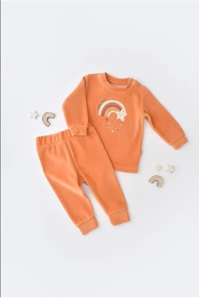 BabyCosy Σετ Rainbow με Μακρυμάνικο Μπλούζα και Μακρύ Παντελόνι - Πορτοκαλί,