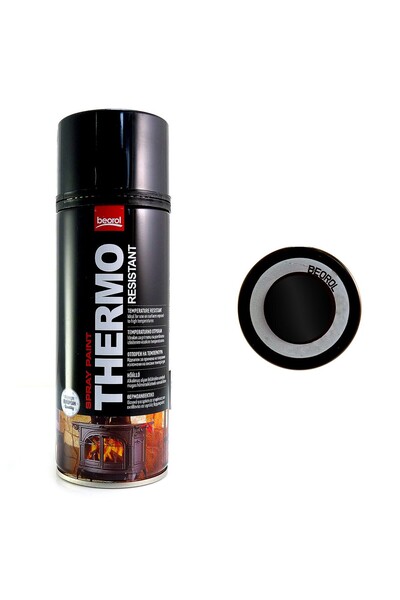 beorol Vopsea spray acrilic rezistent la temperatura 600 grade, negru-Black N...