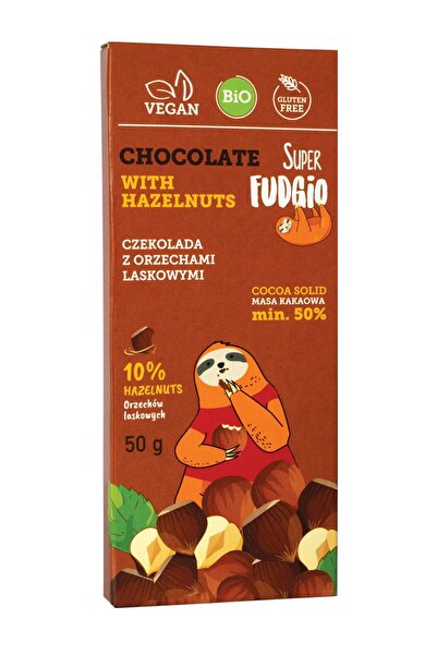 JollyMag Ciocolata cu alune de padure, bio, 50g, Super Fudgio