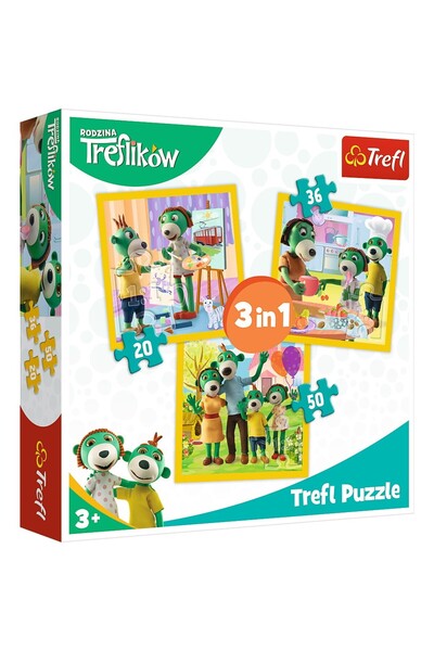 Trefl Puzzle 3 în 1 - Distracție în familia Trefilki, 20/36/50 piese