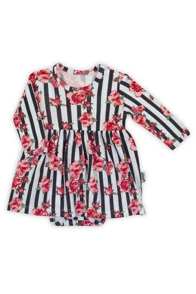 JollyMag Body rochita de bumbac cu maneca lunga (184160) Nicol Nana Dungi/Flo...