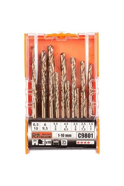richmann exclusive Σετ 19 τρυπανιών μπλε κοβαλτίου για μέταλλο, 1-10 mm, Rich...