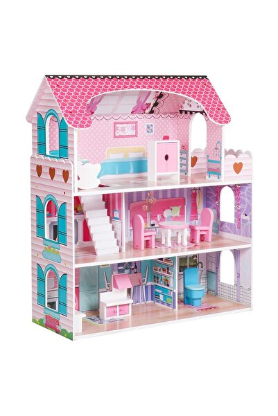 OEM Casă de păpuși din lemn MercaDoll cu iluminare LED, 3 niveluri