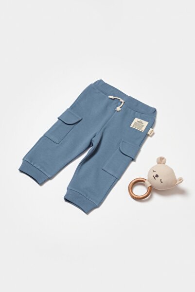 JollyMag Pantaloni cu buzunare laterale, Two thread, 100%bumbac - Indigo, Bab...