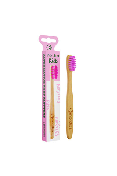 Nordics Periuță de dinți din bambus pentru copii, ROZ,