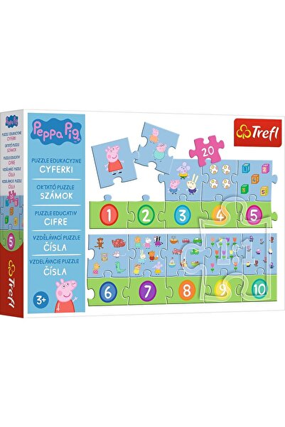 JollyMag Puzzle educativ cu 20 de piese, numere, Peppa Pig