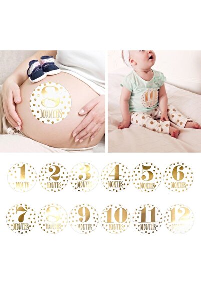 drool Autocolantele “Primele 12 luni” (model: Auriu)