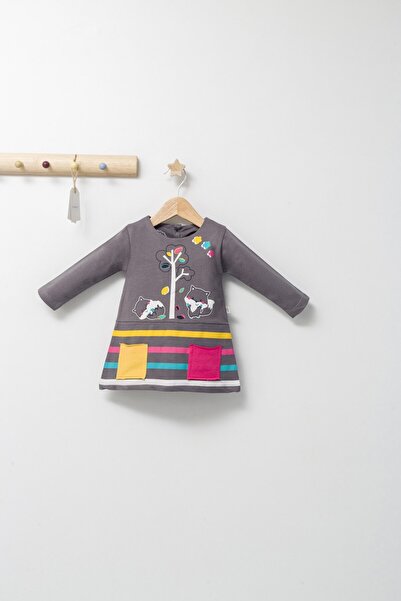 Tongs Baby Dívčí barevné podzimní šaty, Tongs Baby (Barva: Šedá, Velikost: 6-...