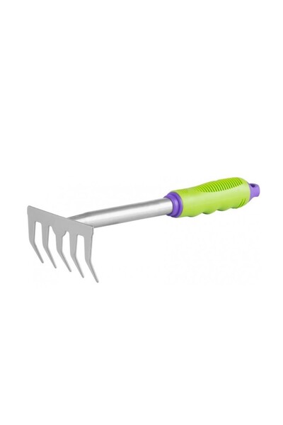 JollyMag Grebla mini, pentru gradina, metalica, coada plastic, 5 dinti, 11x30...