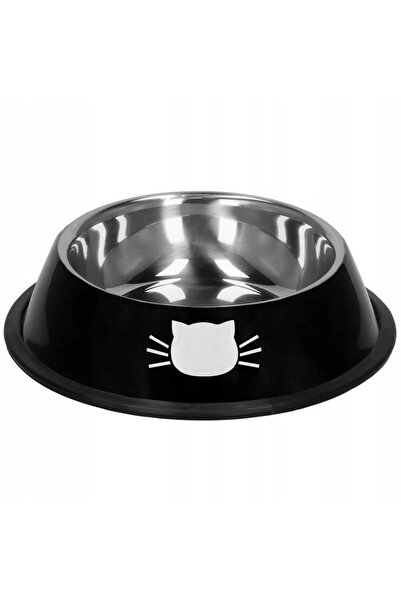 JollyMag Castron, bol, pentru caine, pisica, rotund, inox, negru, 12 cm