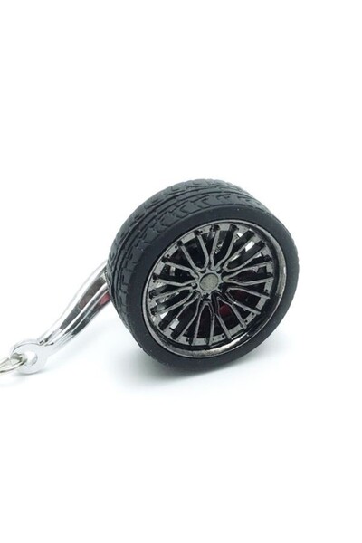 OEM Μεταλλικό Μπρελόκ, Αντιδιαβρωτικό, Μοντέλο Ρόδας Αυτοκινήτου, Μαύρο