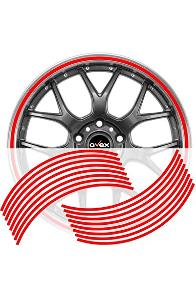 Avex Set 16 inele adezive pentru jante, roșu lucios
