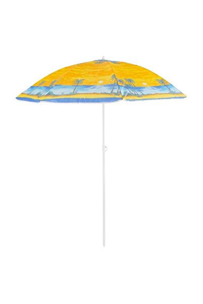 Strend Pro Umbrela plaja, Strend Pro, cu manivela, model insula, galben, 180 cm