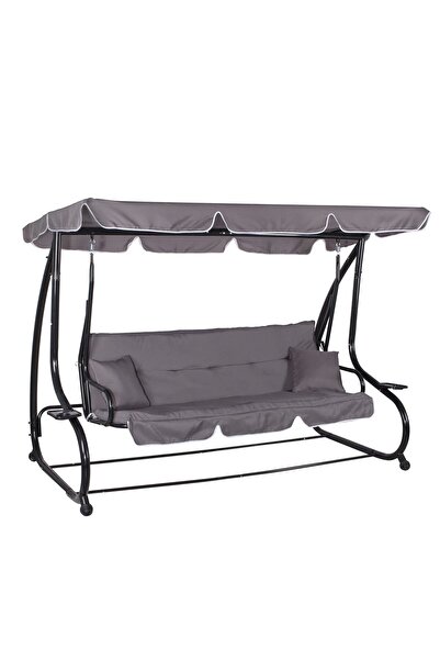 Springos Balansoar gradina, 4 locuri, gri, 220x120x162 cm, functie pat, Linda