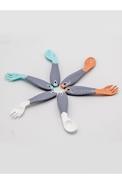 Babyjem Set linguriță și furculiță cu mâner gri