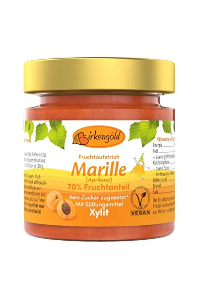 Birkengold Dulceață de caise fără zahăr, îndulcită cu xilitol, 200 g,