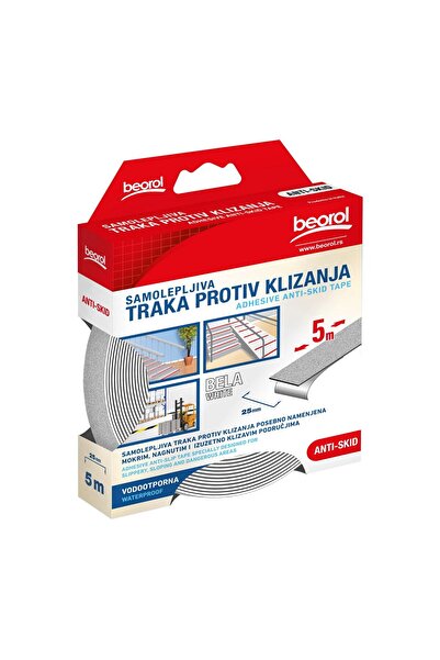 beorol Bandă antiderapantă albă 5 m x 25 mm,