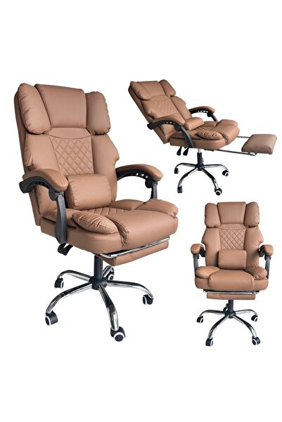 JollyMag Scaun de birou maro cu suport pentru picioare și pernă de masaj