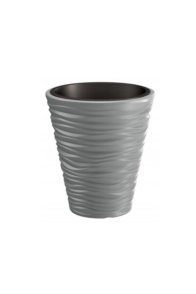 Prosperplast Ghiveci decorativ pentru flori, rotund, gri, 18/37 L, 38,8 x 43,...