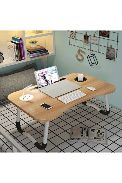 Avex Masă pliabilă pentru laptop din MDF, 60 x 39,5 cm, cu USB, lampă și vent...