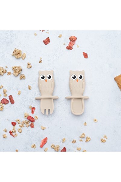APPEKIDS Set Tacamuri din silicon, AppeKids, OWL - Bubble Beige