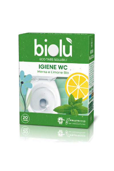 Biolu Tablete pentru toaleta cu menta si lamaie, ecologice, 20 bucati, 47.5g,